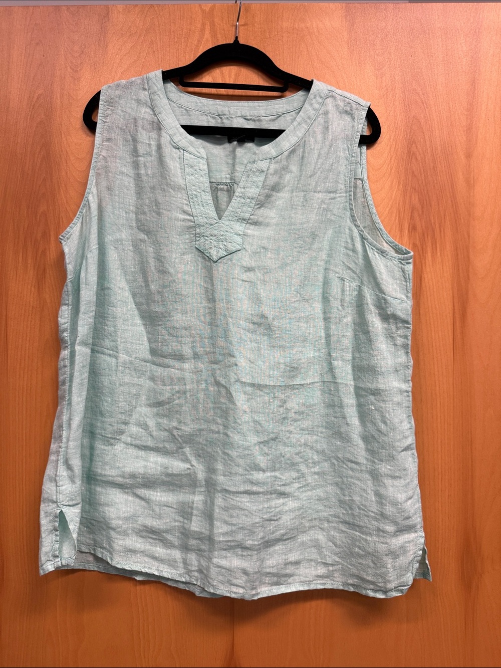 Sleeveless Linen Shirt Tank Top - Light Mint